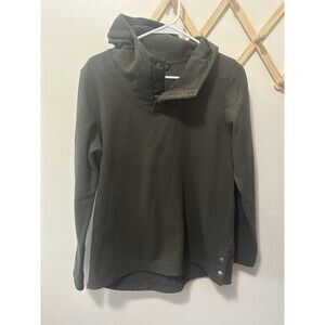 The North Face Womens Sweatshirt Green Fleece Snap Henley Hooded Medium